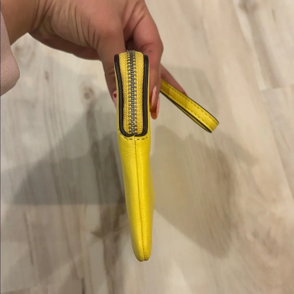 COACH Yellow “Daisy” Leather Wristlet Clutch - Picture 4 of 7